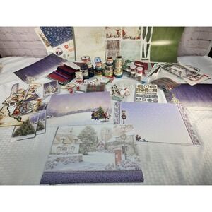 Scrapbooking Lot Tons Of Assorted Cardstock, Ribbon, Tape, Cut Outs Etc